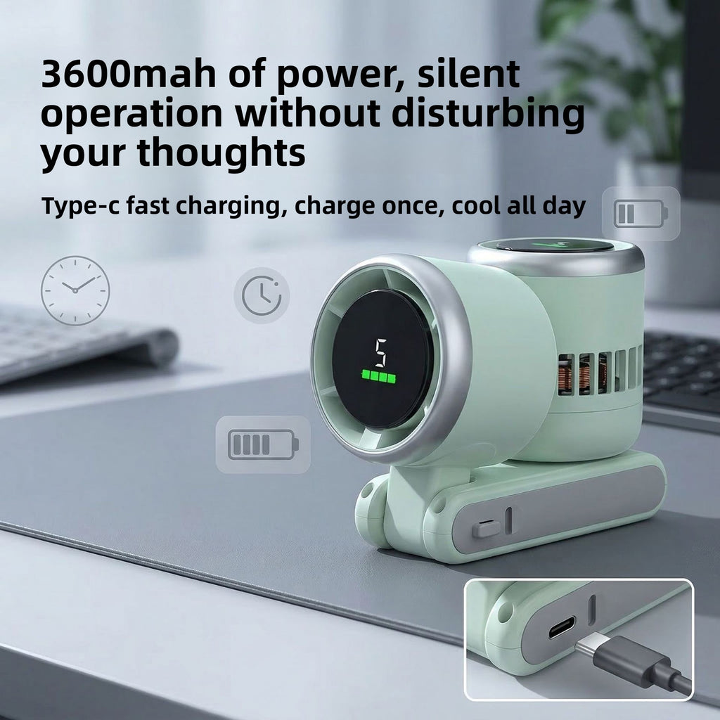 High-Speed Portable Neck Fan with Turbo Cooling