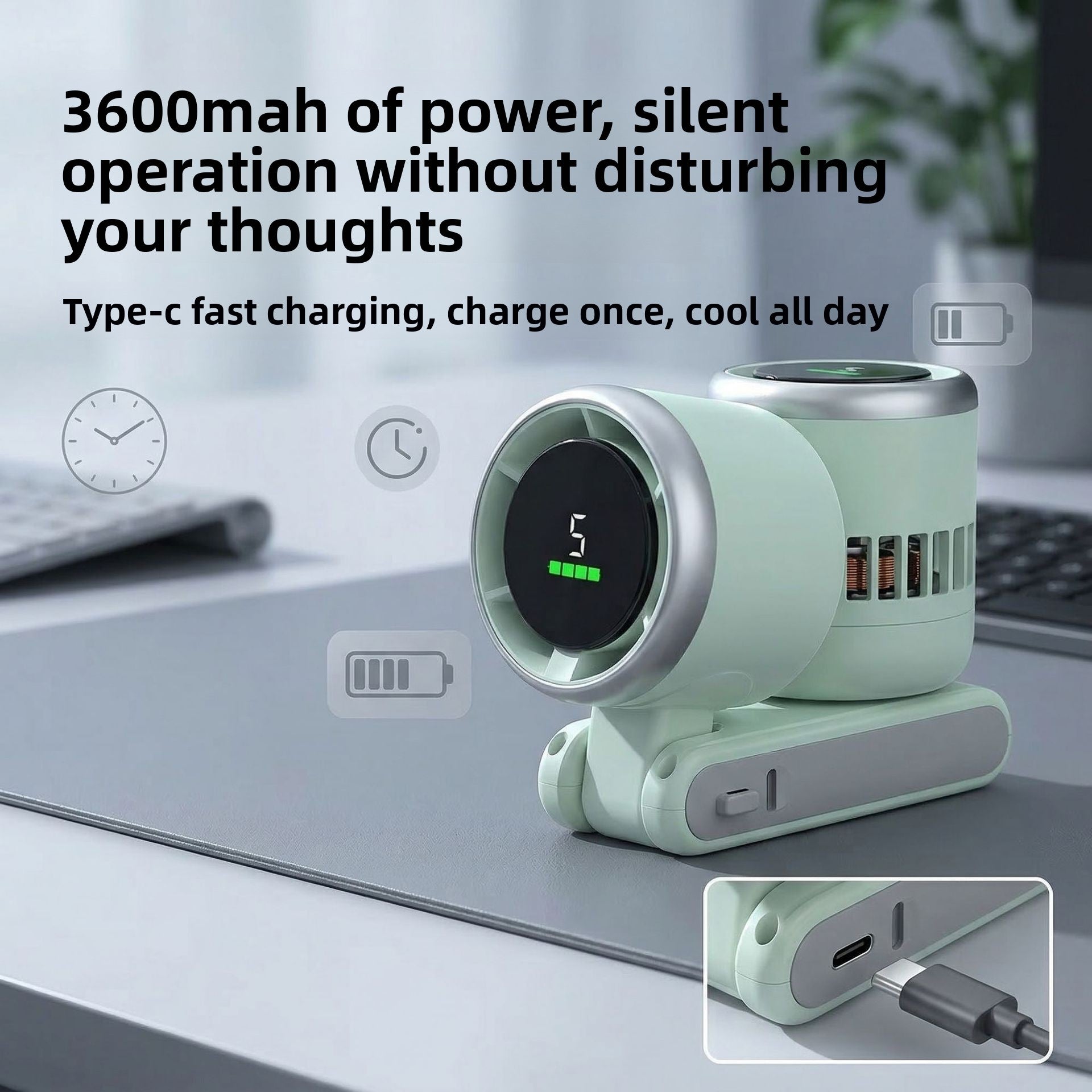 High-Speed Portable Neck Fan with Turbo Cooling